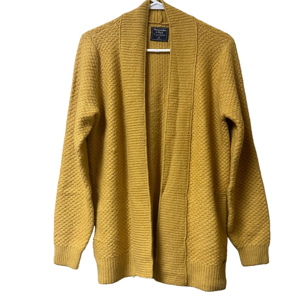 Abercrombie & Fitch Womens Yellow Wool Blend Oversized Open Cardigan Size XS